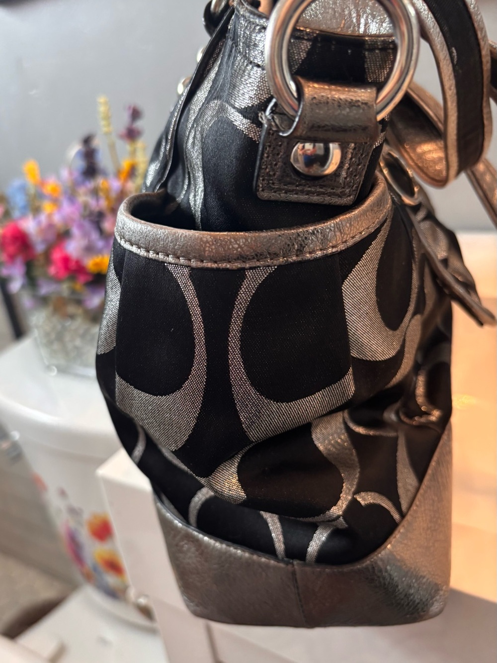 Coach Poppy Signature Sateen Tote Purse - Picture 3 of 6
